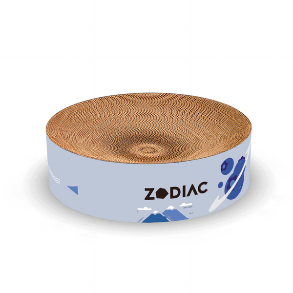 Zodiac Cat Kitten Round Scratch Lounge Corrugated Cardboard Scratcher Board Blueberry
