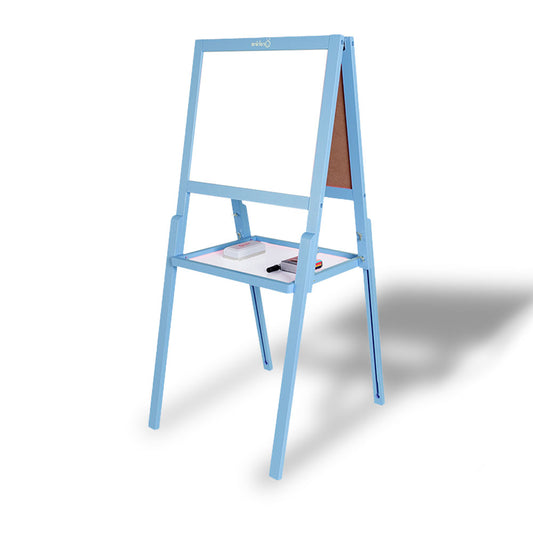 Kids Children Wooden Easel Art Whiteboard Blackboard Magnetic Drawing Board Stand - blue