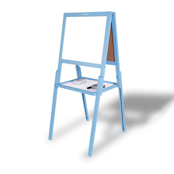 Kids Children Wooden Easel Art Whiteboard Blackboard Magnetic Drawing Board Stand - blue