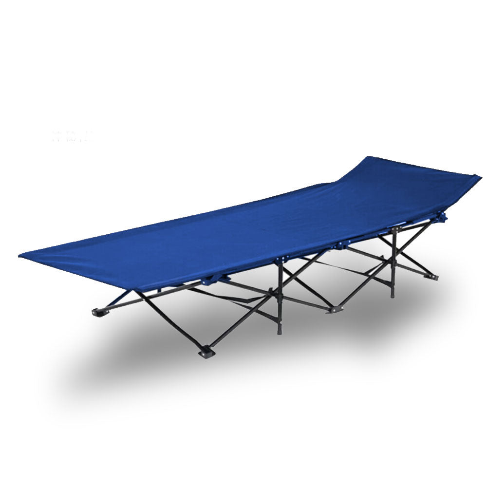 Camping Bed Folding Stretcher Light Weight with Carry Bag Camp Portable - blue