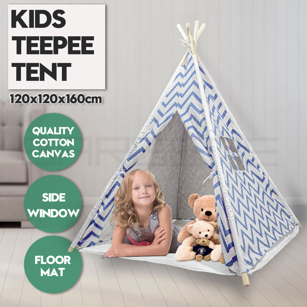 Giant Cotton Canvas Kids Teepee Wigwam Children Pretend Play Tent