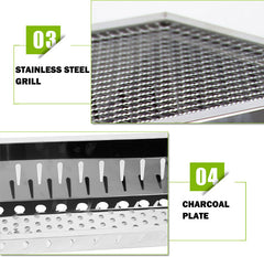 Stainless Steel Portable Outdoor BBQ Barbecue Grill Set Charcoal Kebab Picnic Camping Sets Large
