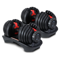 2x 24kg Adjustable Dumbbell Dumbbells Set Weight Plates Home Gym Fitness Exercise Equipment