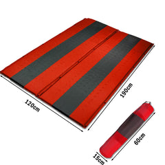 Double Self Inflating Mattress Sleeping Mat Air Bed Camping Hiking Joinable - red