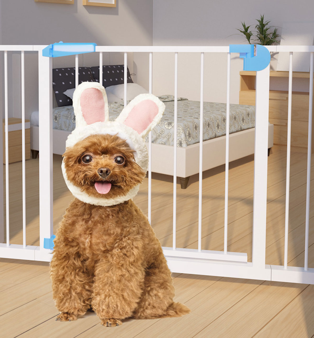 Adjustable Baby Pet Child Kid Safety Security Gate Stair Barrier Door Extension Blue