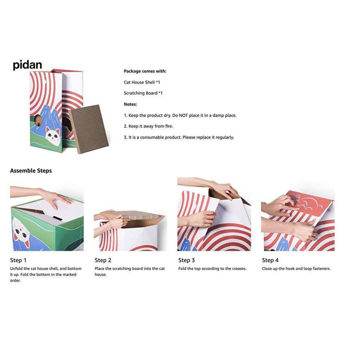 Pidan Cat Kitten Scratcher house CAT HUT Corrugated Cardboard Scratching Board Fuji