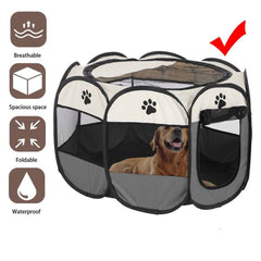 8 Panel Pet Dog Cat Crate Play Pen Bags Kennel Portable Tent Playpen Puppy Cage Large Grey
