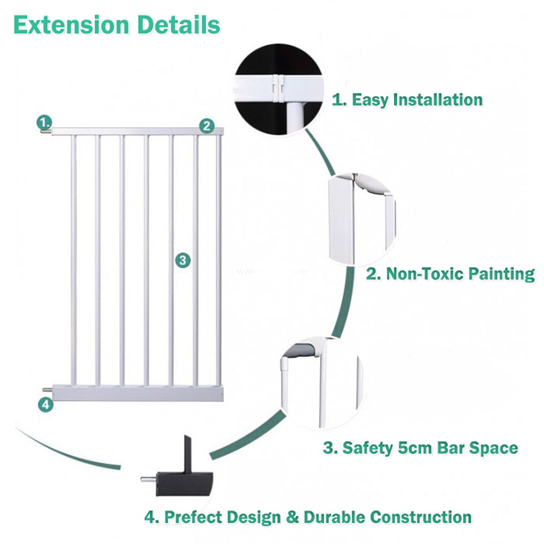 Adjustable Baby Pet Child Kid Safety Security Gate Stair Barrier Door Extension