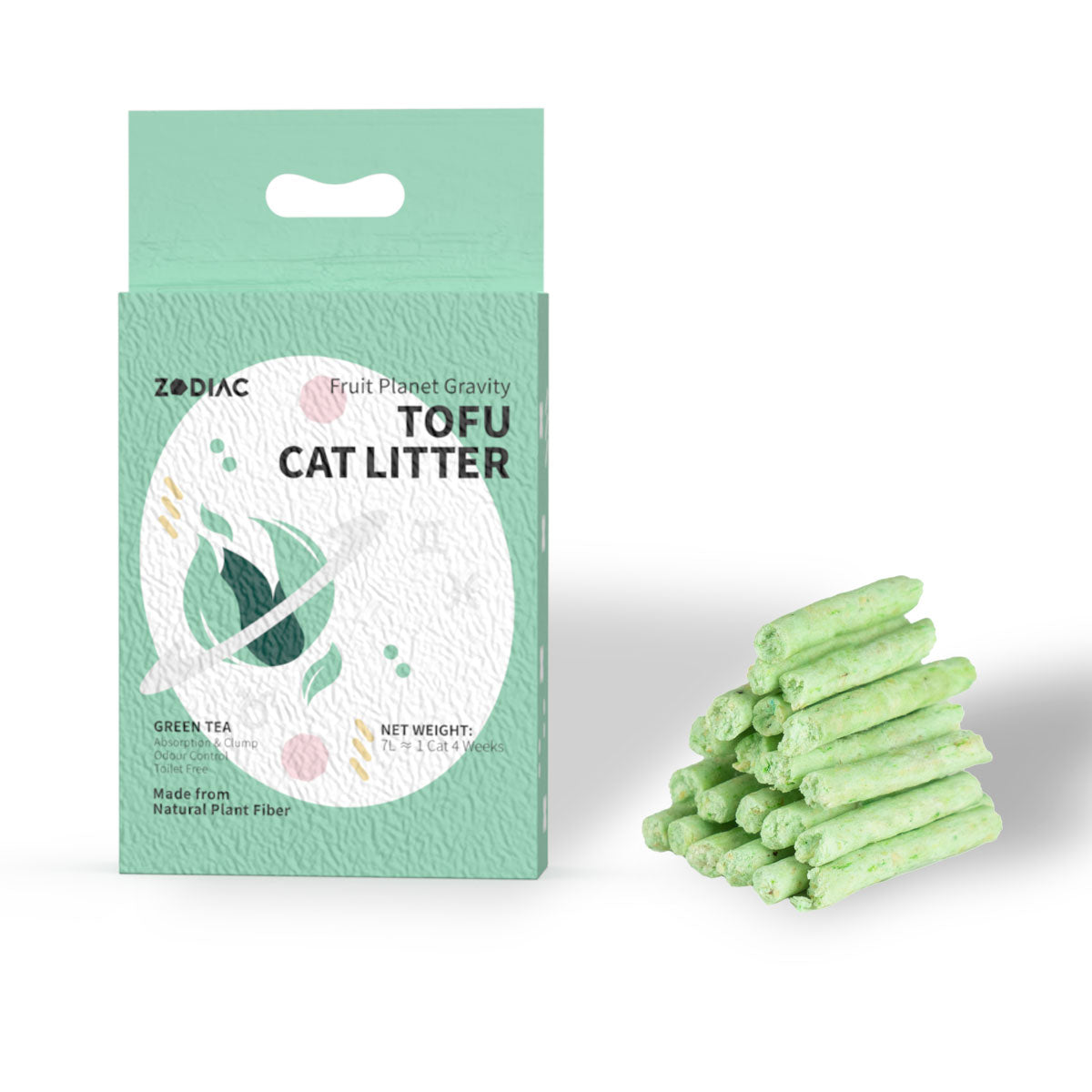 ZODIAC Fruity Biodegradable Flushable Tofu Cat Kitten Litter Green Tea 28L