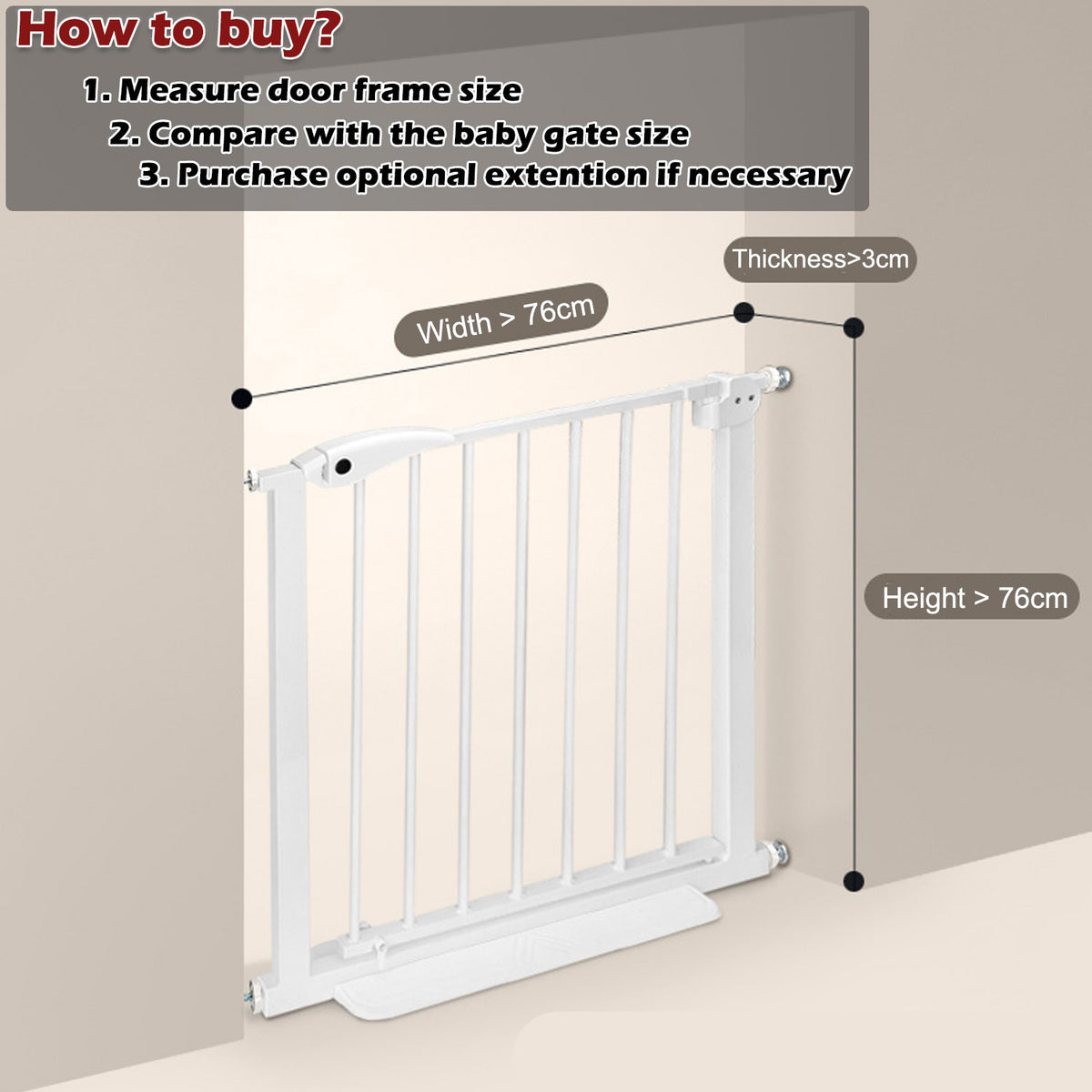Adjustable Baby Pet Child Kid Safety Security Gate Stair Barrier Door Extension Bs