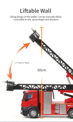 Huina 1:14 RC Fire Truck Extensible Ladder Toy Car Water Gun Construction Light Sound Gift
