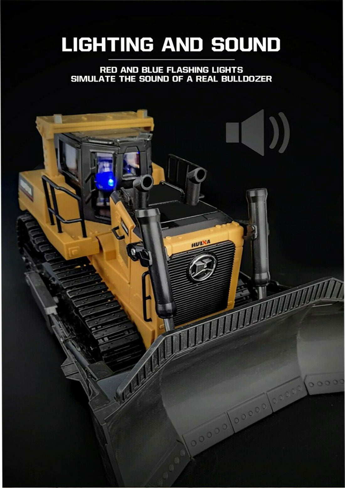 Huina Alloy 1:16 RC Bulldozer Excavator Toy Playset Vehicles Car Model Toy Boys Kid