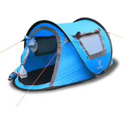 One Touch Easy Set Up Pop Up Instant 2 Person Tent UV Protect Antomatic - blue
