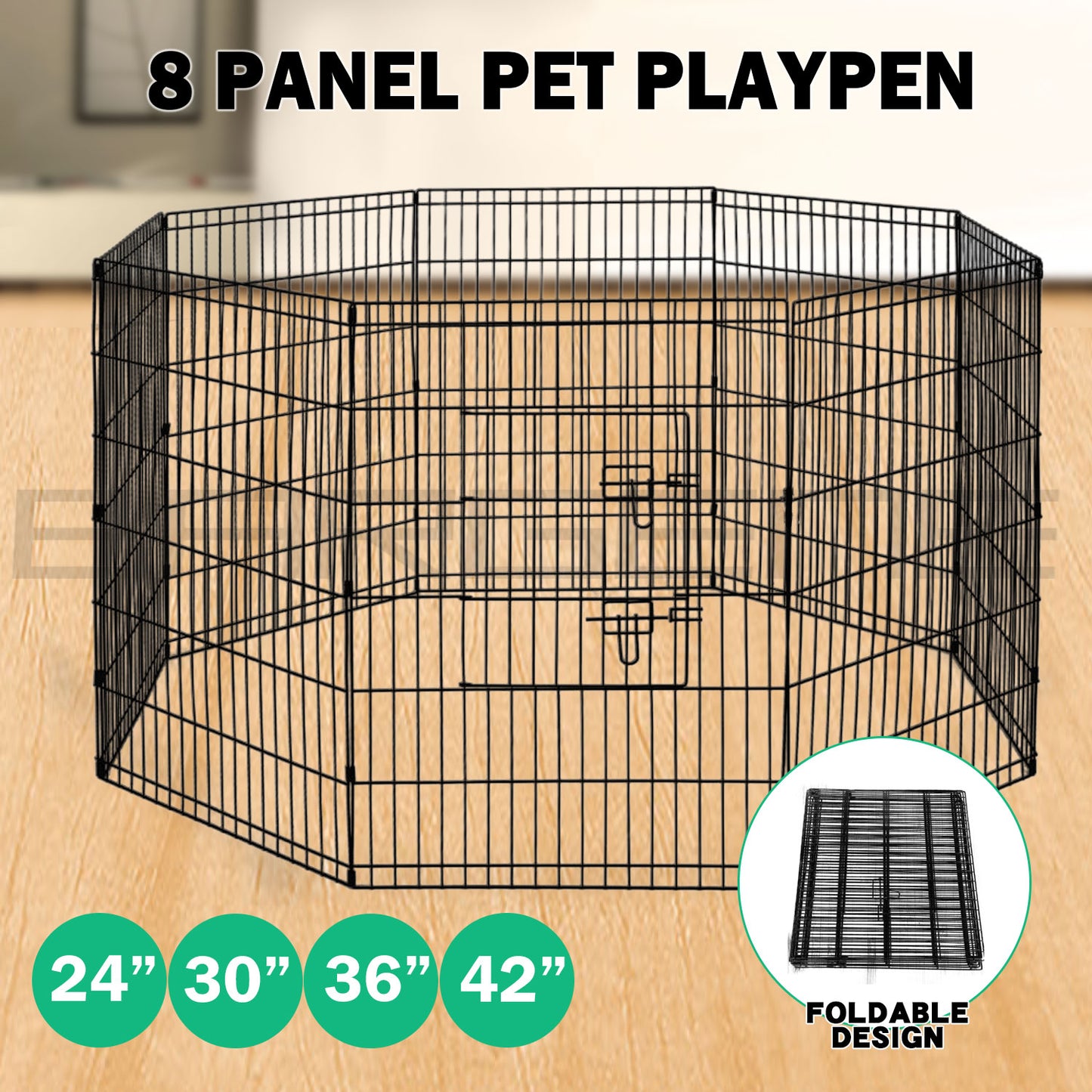 8 Panel Pet Dog Playpen Puppy Exercise Cage Enclosure Fence Play Pen