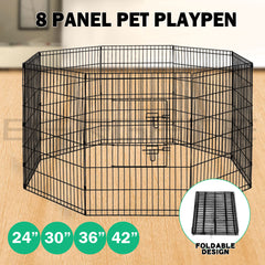 8 Panel Pet Dog Playpen Puppy Exercise Cage Enclosure Fence Play Pen