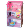 Large Wooden Dolls Doll House 3 Level Kids Pretend Play Toys Full Furniture
