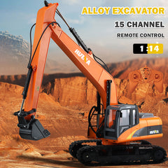 HUINA 1/14 15CH RC Alloy Long Arm Excavator Construction Engineering Vehicle Toy