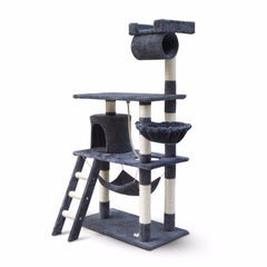 158cm Cat Tree Scratching Post Scratcher Pole Gym Toy House Furniture Multilevel - grey