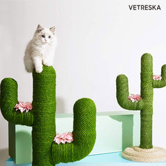 Vetreska Cat Kitten Oasis Cactus Scratcher Tree Cat Climbing Scratching Board Gym Large