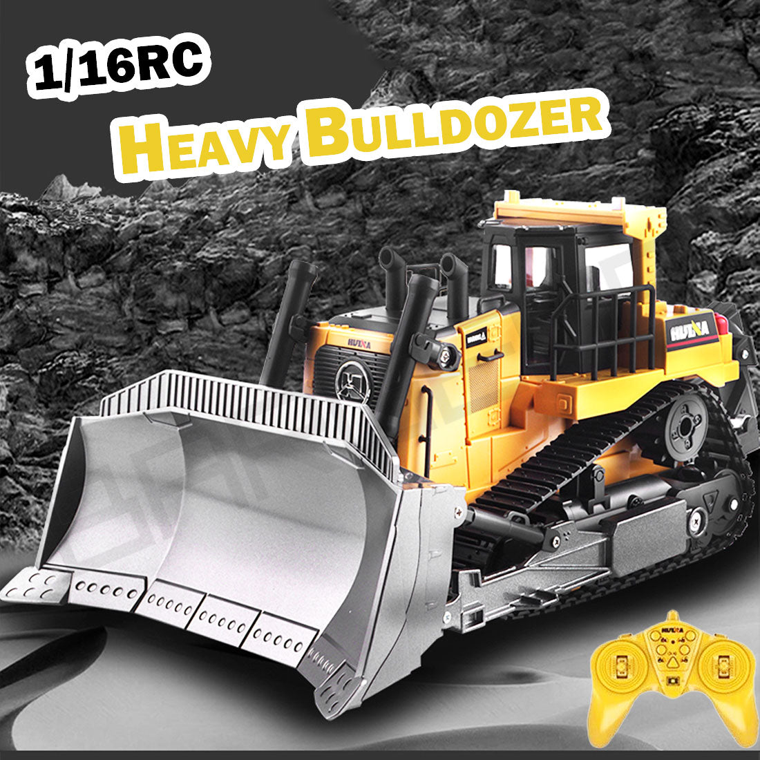 Huina Alloy 1:16 RC Bulldozer Excavator Toy Playset Vehicles Car Model Toy Boys Kid