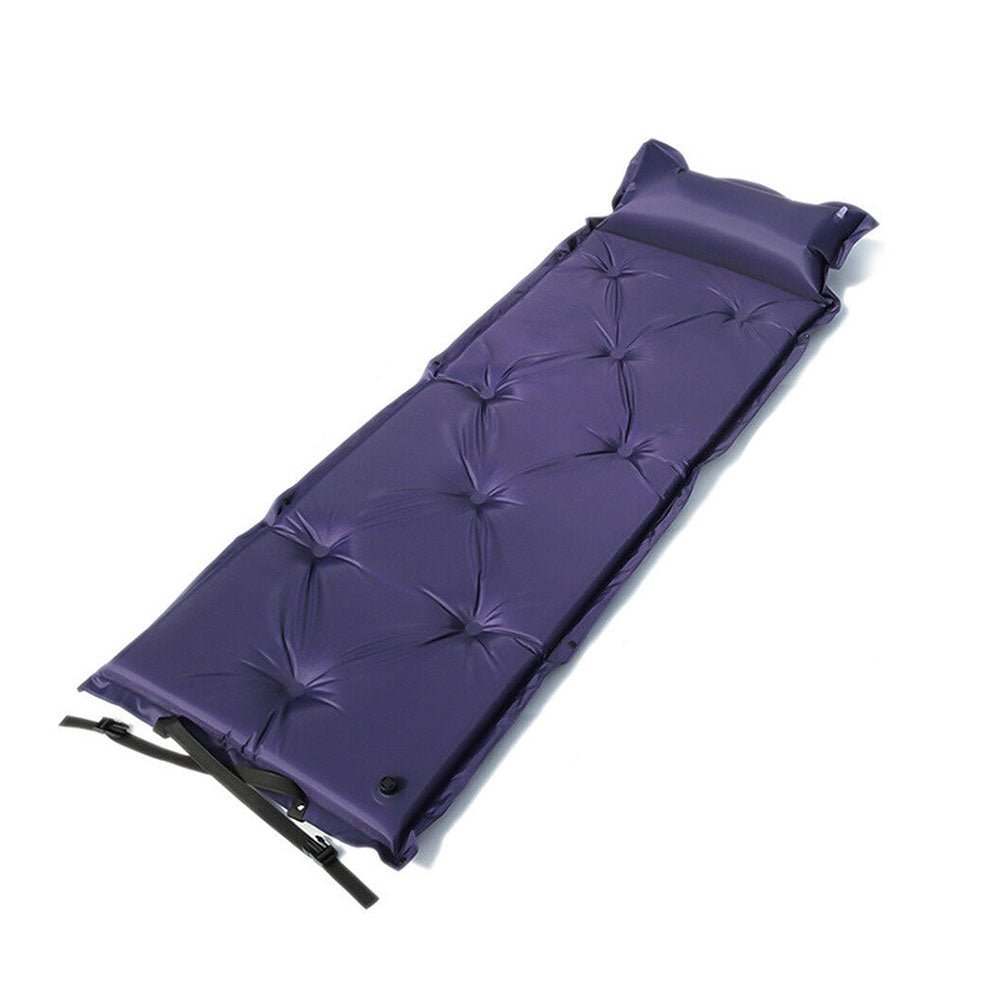 Self Inflating Mattress Camping Hiking Airbed Mat Sleeping with Pillow Bag Camp- navy