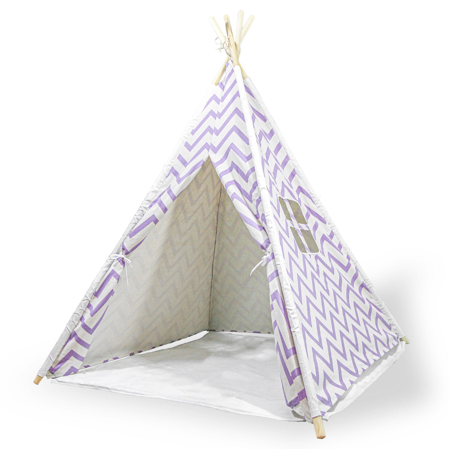 Giant Cotton Canvas Kids Teepee Wigwam Children Pretend Play Tent Indoor Outdoor Party - purple