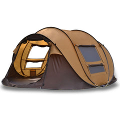 Waterproof Instant Beach Camping Tent 6 Person Pop up Tents Family Hiking Dome - brown