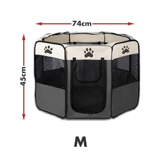 8 Panel Pet Dog Cat Crate Play Pen Bags Kennel Portable Tent Playpen Puppy Cage Medium Grey