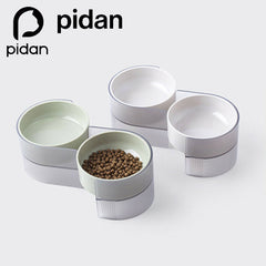 Pidan Elevated Cat Dog Double Dual Feeding Raised Bowls Bowl Set Tilted Stand