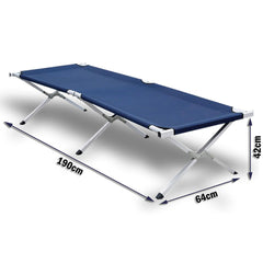 Camping Bed Folding Stretcher Light Weight w/ Carry Bag Camp Portable - navy