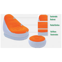 Bestway Inflatable Cruiser Air Chair w Ottoman Outdoor - orange