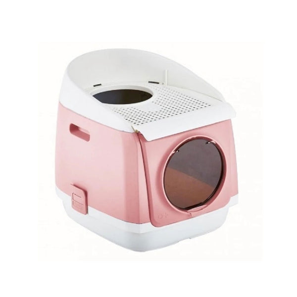 Pakeway Tomcat Cat Litter Box Fully Enclosed Kitty Tray Toilet Odor Control Basin Large - pink