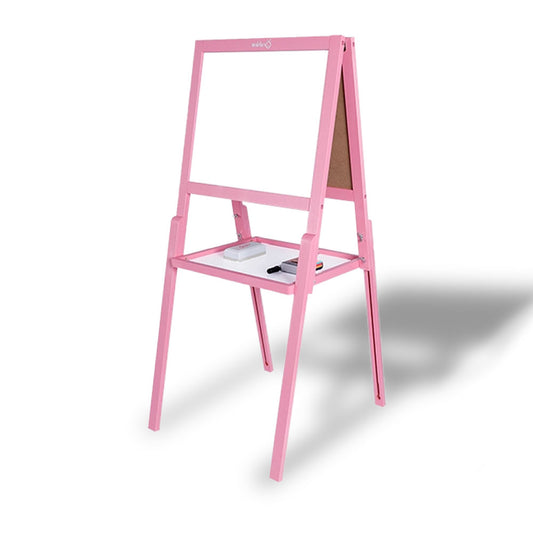 Kids Children Wooden Easel Art Whiteboard Blackboard Magnetic Drawing Board Stand - pink