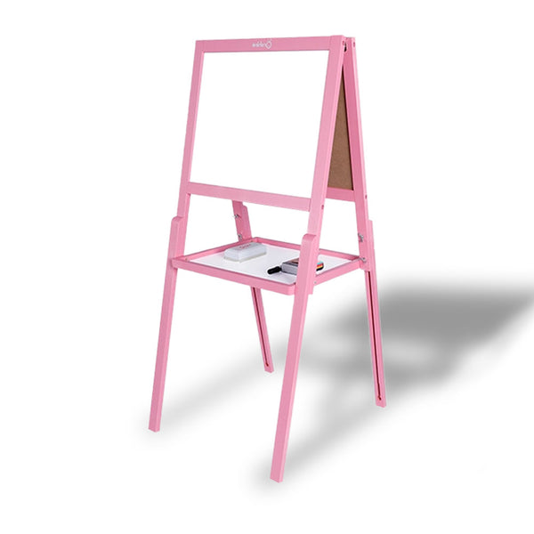 Kids Children Wooden Easel Art Whiteboard Blackboard Magnetic Drawing Board Stand - pink