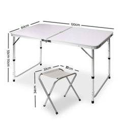 Portable Folding Picnic Camping Set BBQ Party Aluminium Table 4 Foldable Chairs