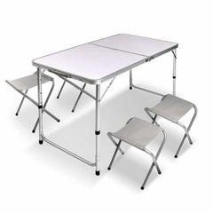 Portable Folding Picnic Camping Set BBQ Party Aluminium Table 4 Foldable Chairs