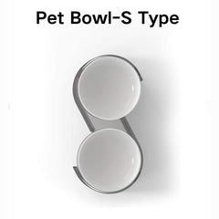 Pidan Elevated Cat Dog Double Dual Feeding Raised Bowls Bowl Set Tilted Stand - grey
