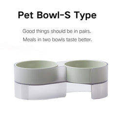 Pidan Elevated Cat Dog Double Dual Feeding Raised Bowls Bowl Set Tilted Stand - green