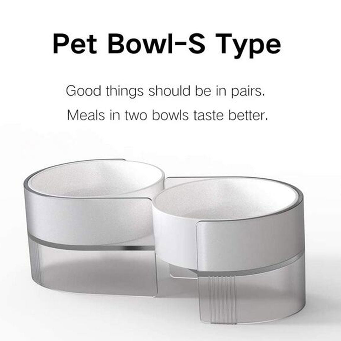 Pidan Elevated Cat Dog Double Dual Feeding Raised Bowls Bowl Set Tilted Stand - grey