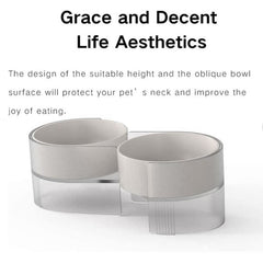 Pidan Elevated Cat Dog Double Dual Feeding Raised Bowls Bowl Set Tilted Stand - grey