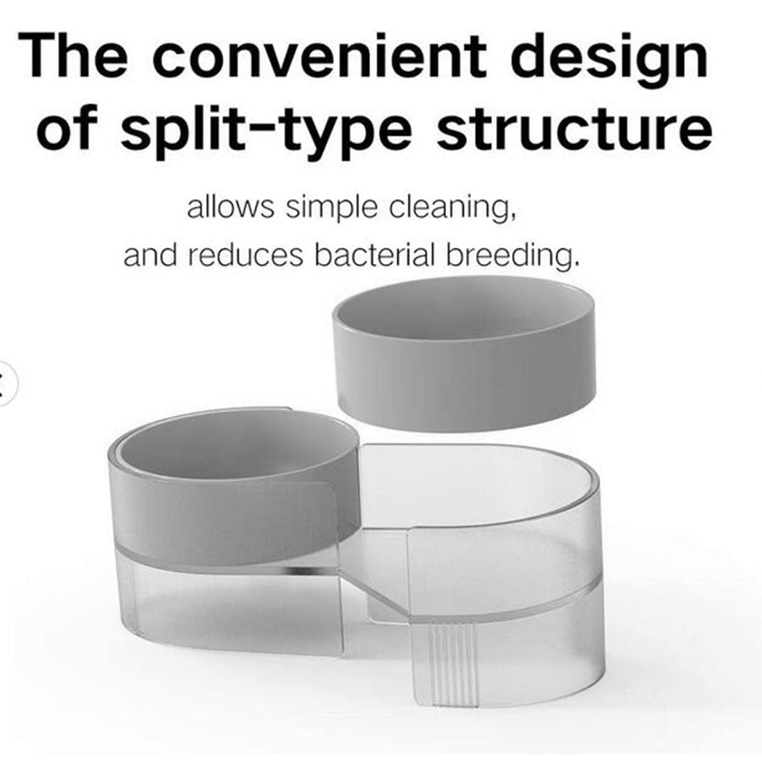 Pidan Elevated Cat Dog Double Dual Feeding Raised Bowls Bowl Set Tilted Stand - grey