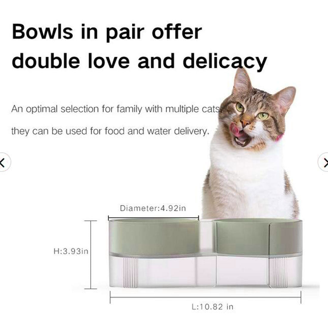 Pidan Elevated Cat Dog Double Dual Feeding Raised Bowls Bowl Set Tilted Stand - green