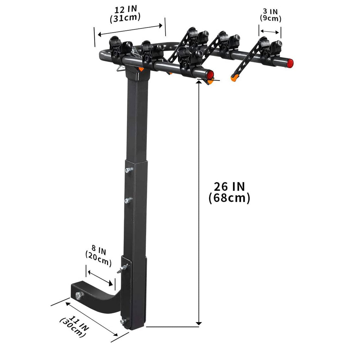 3 Bike Rack Bicycle Car Rear Carrier 2" Steel Foldable Steel Hitch Mount Towbar