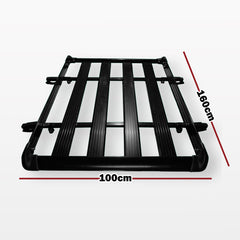 Aluminium Alloy Car 4WD 4x4 Roof Rack Basket Cargo Luggage Carrier Box Bar - black