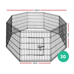 8 Panel Pet Dog Playpen Puppy Exercise Cage Enclosure Fence Play Pen