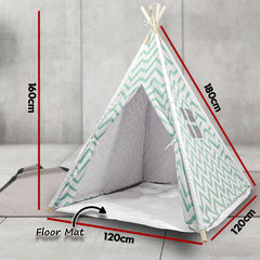 Giant Cotton Canvas Kids Teepee Wigwam Children Pretend Play Tent Indoor Outdoor Party