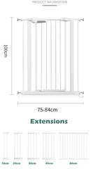 100cm Height Adjustable Baby Pet Child Kid Safety Security Gate Stair Barrier Door Extension