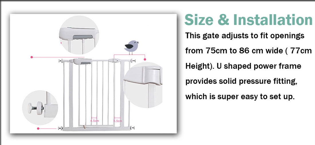 Adjustable Baby Pet Child Kid Safety Security Gate Stair Barrier Door Extension