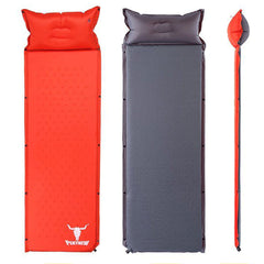 Double Air Bed Self Inflating Mattress Sleeping Mat Camping Camp Hiking Joinable - red