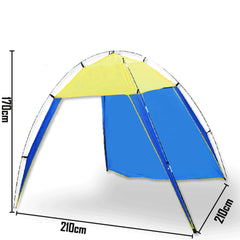 Portable Beach Tent Sun Shelter UV Shade Family Outdoor Camping Yard To 4 People - blue